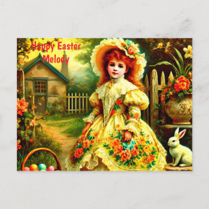 MELODY ~ HAPPY EASTER BUNNY GREETING ~  HOLIDAY POSTCARD