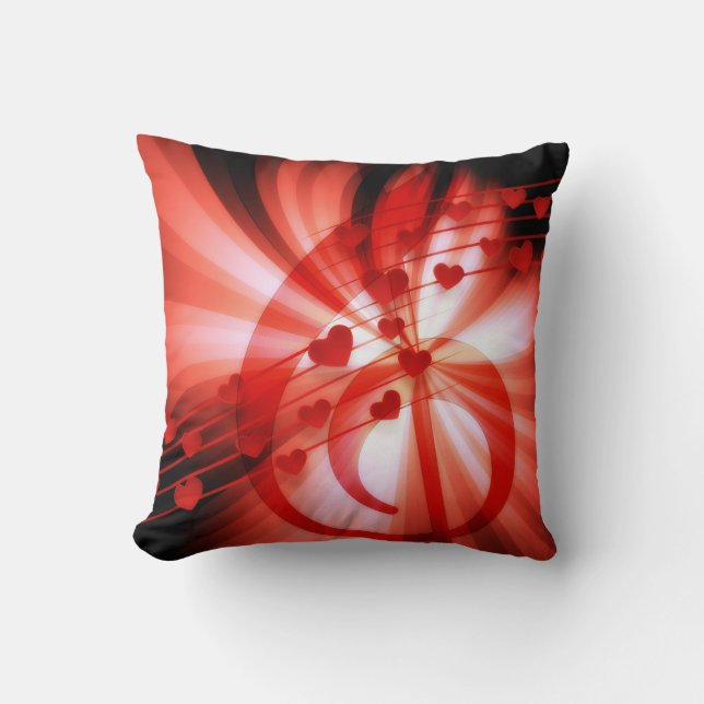 Melody Hearts Throw Pillow (Front)