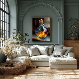 Melody in a Bottle – Glowing Musical Essence Art Canvas Print