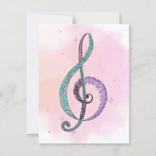 Melody in Line & Color treble clef postcard
