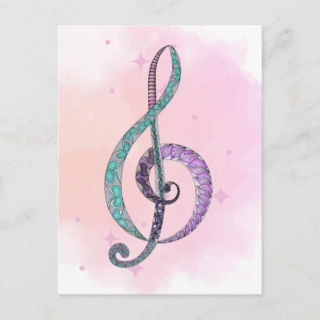 Melody in Line & Colour treble clef postcard (Front)