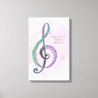 Melody in Line & Colour treble clef wrapped canvas