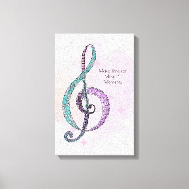 Melody in Line & Colour treble clef wrapped canvas (Front)