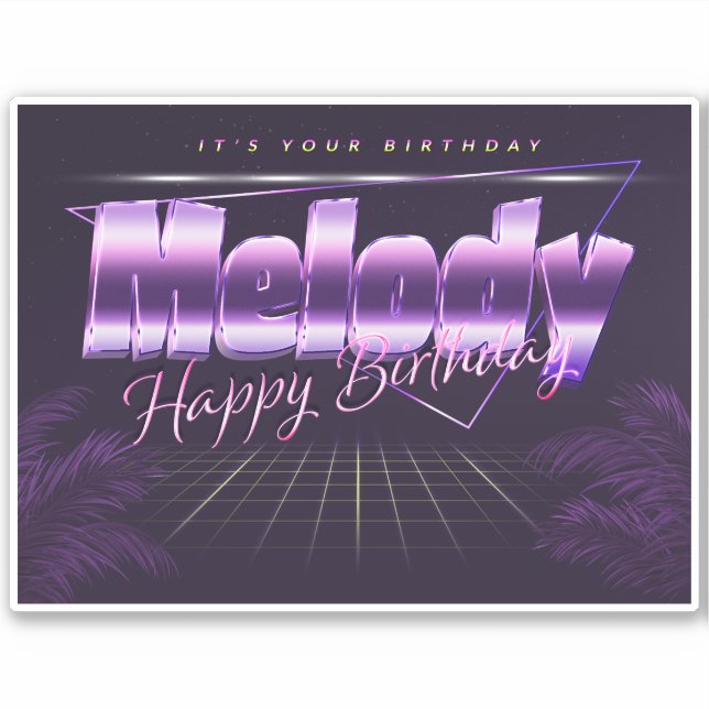 Melody Name First name lila retro Sticker Birthday (Front)