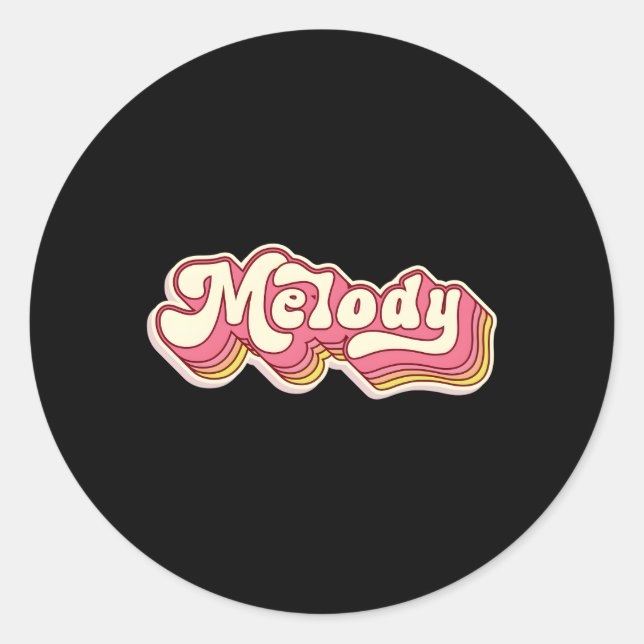 Melody Name Personalised First Name Surname Classic Round Sticker (Front)