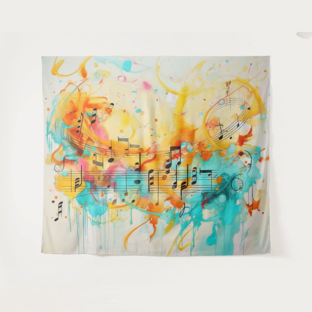 Melody of colours and music notes tapestry (Front (Horizontal))