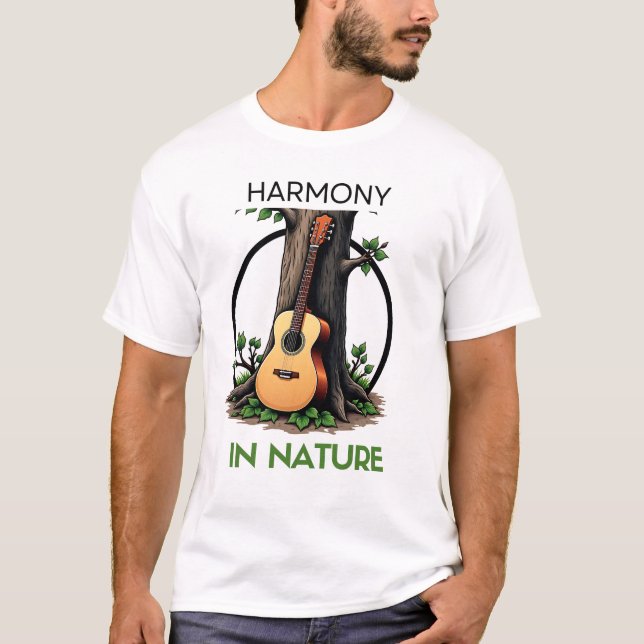 Melody of Nature: Acoustic Guitar Tree Designs T-Shirt (Front)
