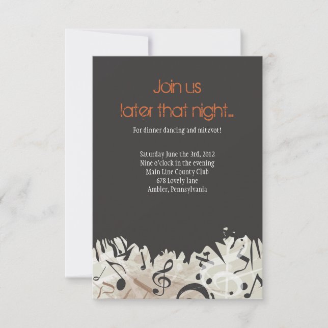 MELODY of the TORAH Bar Bat Mitzvah Party Card (Front)