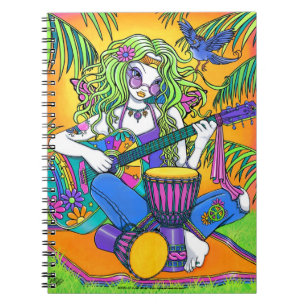 Melody Rainbow Guitar Hippie Fairy Notebook