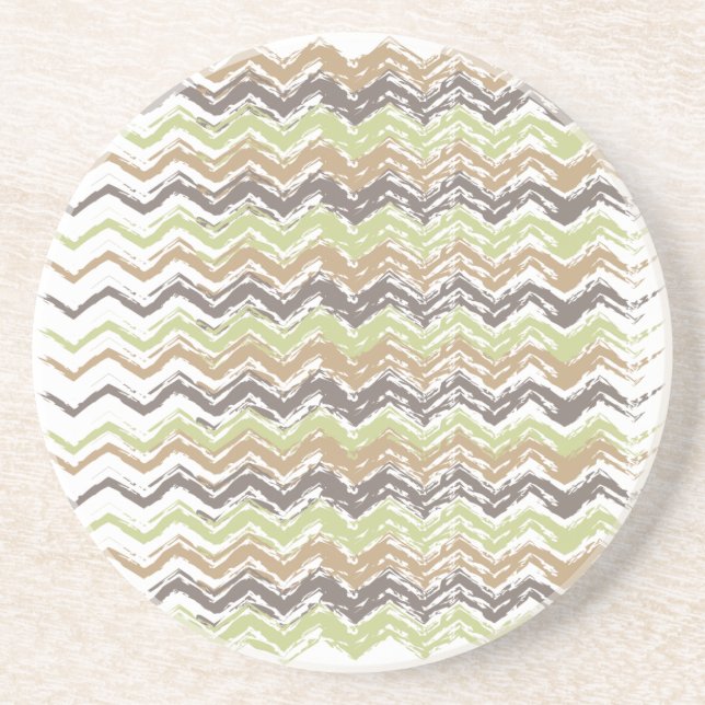 Melon Brandy Scribble ZigZag Pattern Coaster (Front)