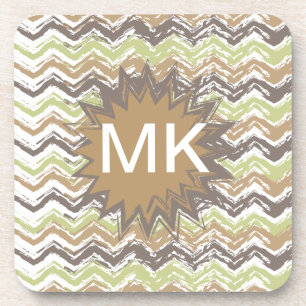 Melon Brandy Scribble ZigZag Pattern Coaster
