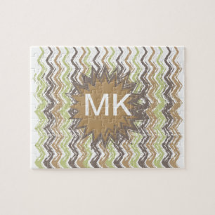 Melon Brandy Scribble ZigZag Pattern Jigsaw Puzzle