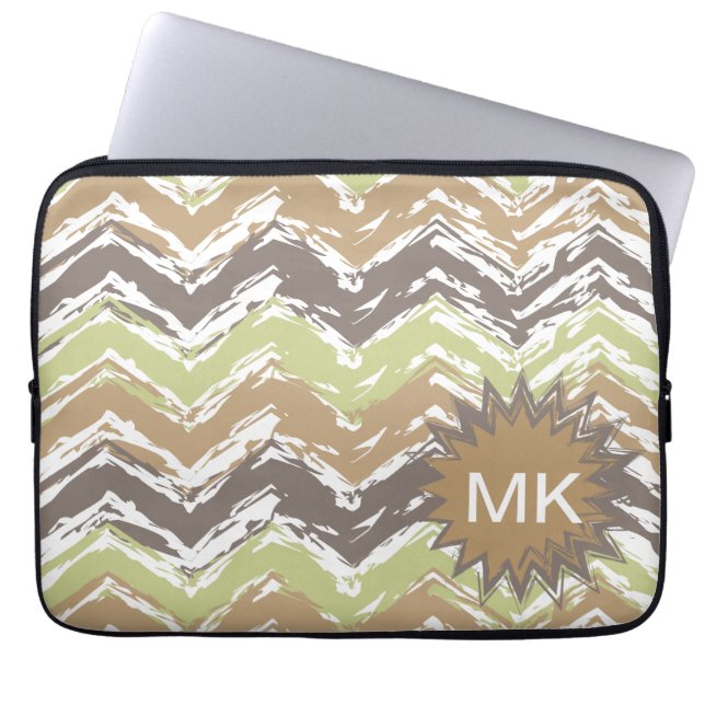 Melon Brandy Scribble ZigZag Pattern Laptop Sleeve (Front)