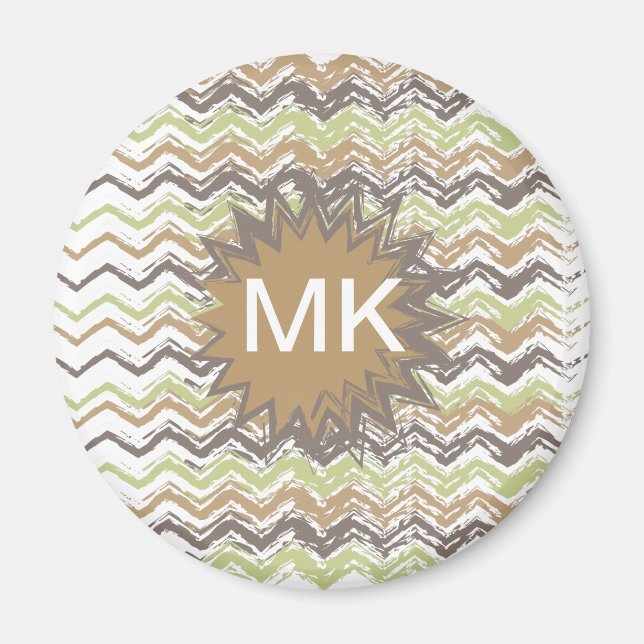 Melon Brandy Scribble ZigZag Pattern Magnet (Front)