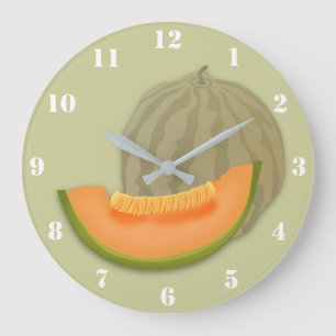 MELON CANTALOUPE SUMMER FRUIT LARGE CLOCK