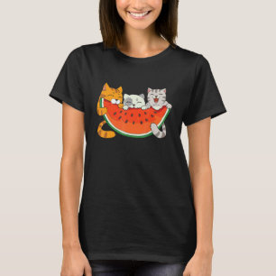 Melon Cats Watermelon Cat Tropical Fruit Summer T-Shirt