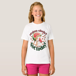 Melon-choly? Not Today! - Cute Cat with Watermelon T-Shirt