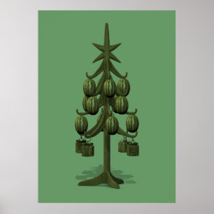 Melon Christmas Tree Poster