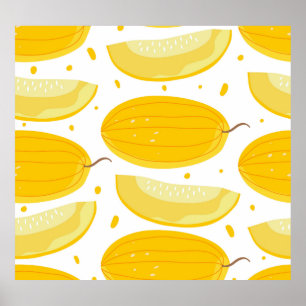 Melon Doodle Fruit Vintage Design Poster