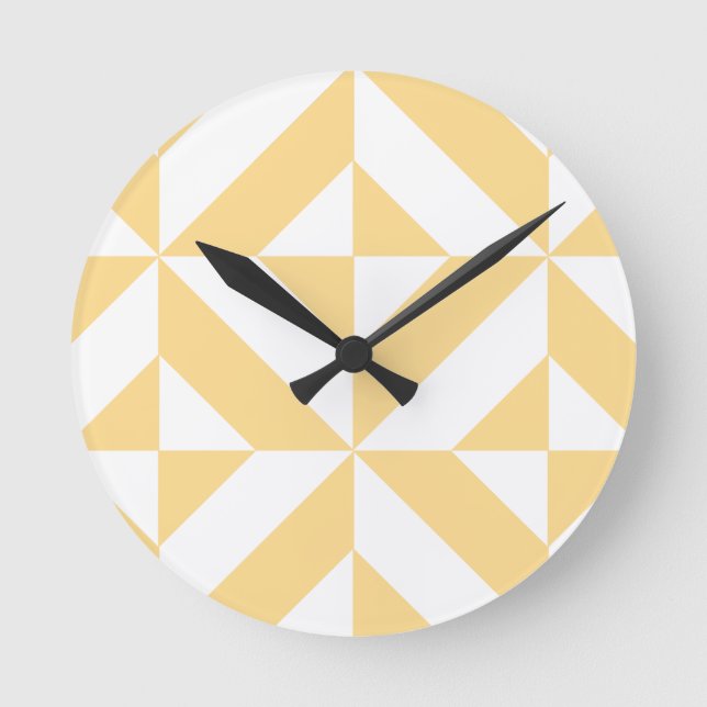 Melon Geometric Art Deco Round Clock (Front)