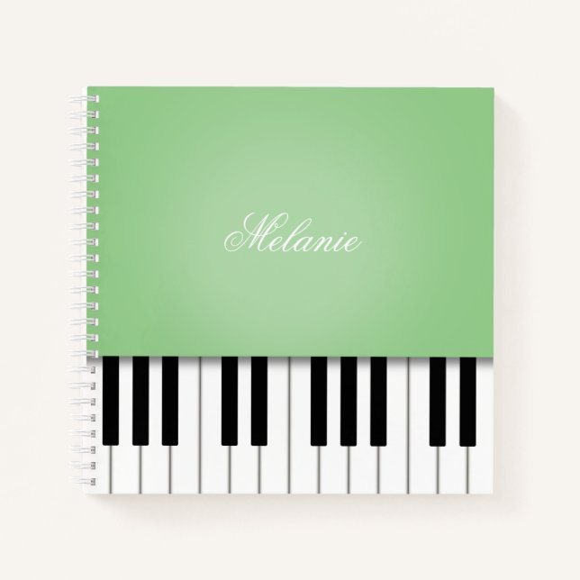 Melon Green Piano Music Keyboard Personalised Notebook (Front)