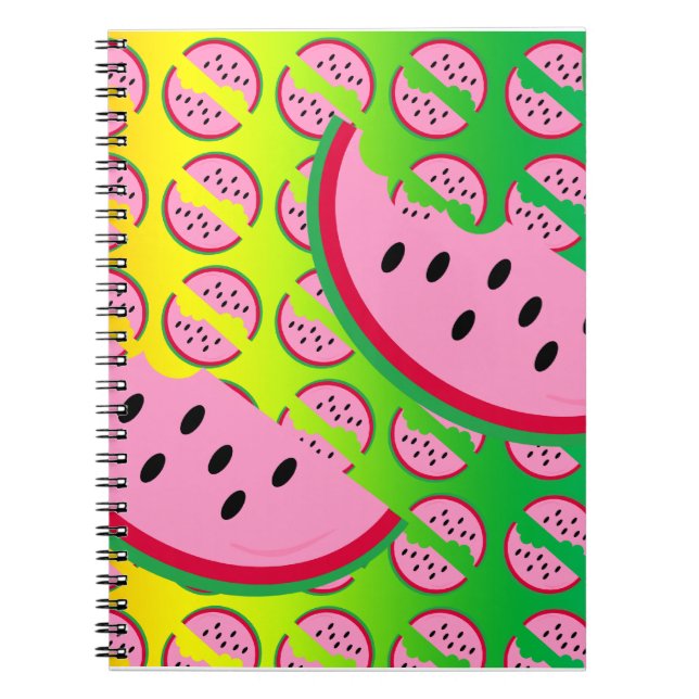 Melon Mania Fun Rainbow Watermelon Pattern  Notebook (Front)