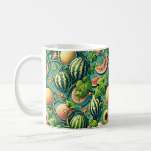 Melon Medley: A Vibrant Vineyard Patchwork Coffee Mug