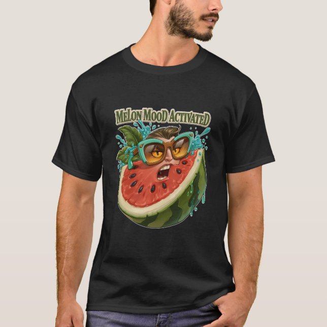 Melon Mood Activated Funny Watermelon Face T-Shirt (Front)