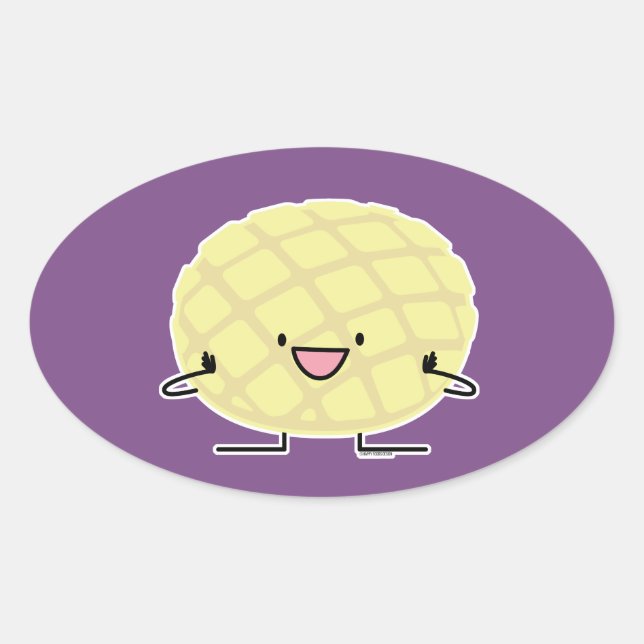 Melon Pan Japanese concha sweet bread patisserie Oval Sticker (Front)