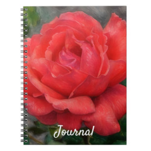 Melon Red Rose Flower Art Journal Notebook