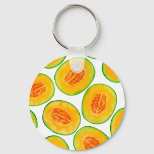 Melon slices watercolor pattern key ring