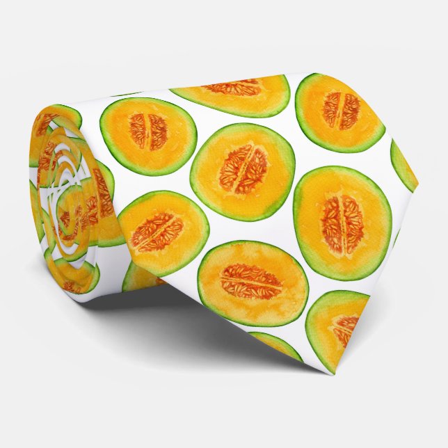 Melon slices watercolor pattern neck tie (Rolled)