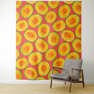 Melon slices watercolor pattern tapestry