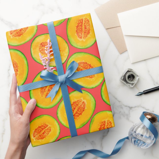 Melon slices watercolor pattern wrapping paper (Gifting)