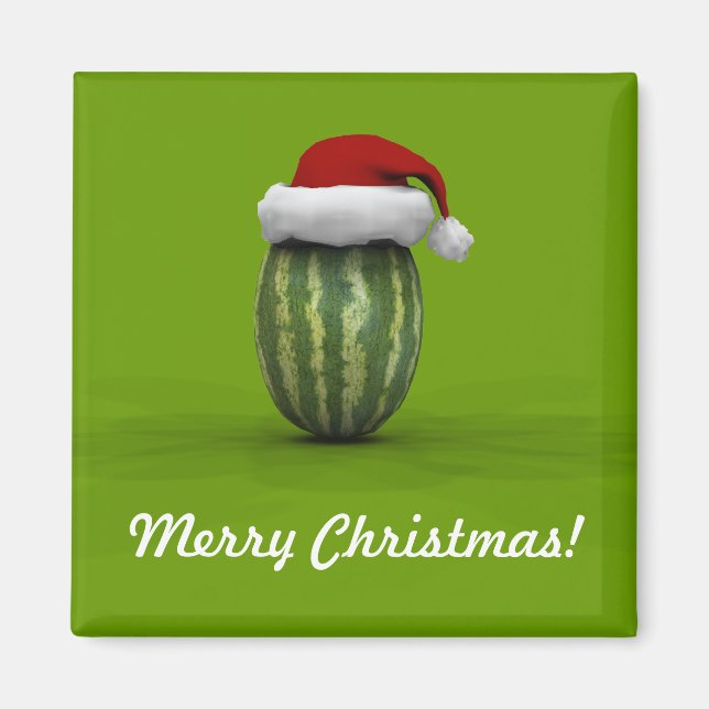 Melon With Santa Hat Magnet (Front)