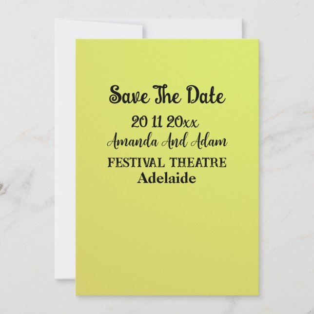 Melon Yellow, Save The Date Wedding Invitation (Front)