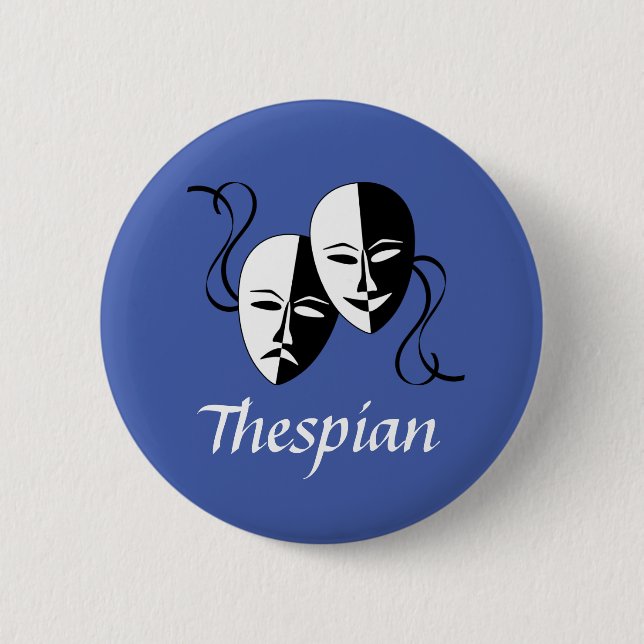 Melpo Thespian Masks  6 Cm Round Badge (Front)