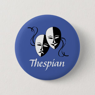 Melpo Thespian Masks  6 Cm Round Badge