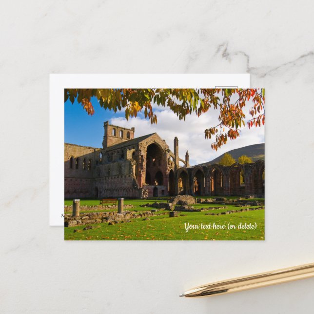 Melrose Abbey, Scotland Postcard (Front/Back In Situ)