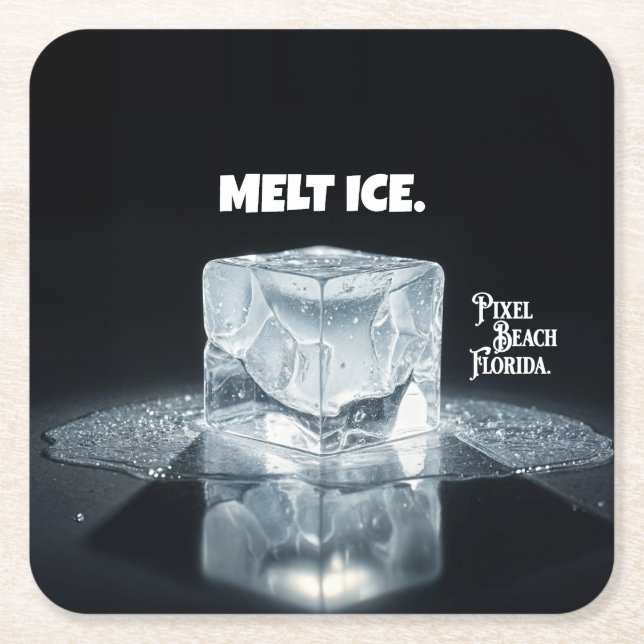 MELT ICE. Keychain Square Paper Coaster (Front)