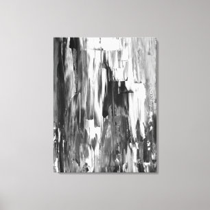 'Melted' Black and White Abstract Art Canvas Print