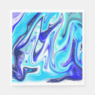 Melted Blue   Marble Fluid Art Napkin