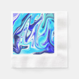 Melted Blue   Marble Fluid Art Napkin
