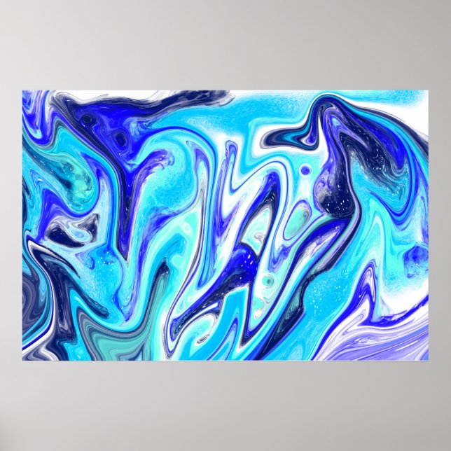 Melted Blue | Marble Fluid Art Poster (Front)