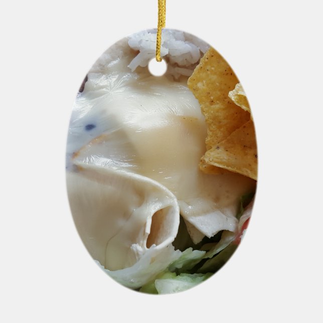 Melted Cheese Nacho Funny Food Ceramic Tree Decoration (Front)