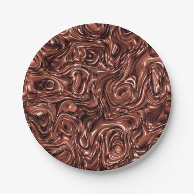 Melted Chocolate Background Paper Plate (Front)