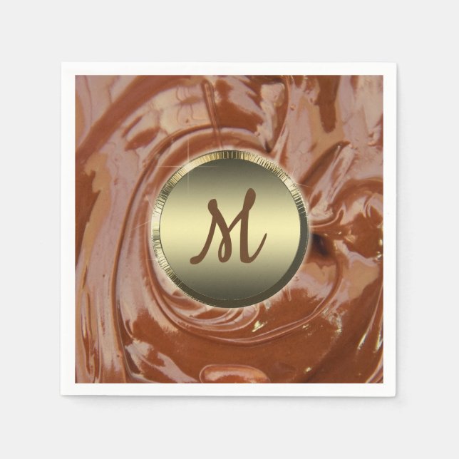 Melted chocolate cocoa fudge swirl dessert napkin (Front)