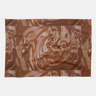 Melted chocolate cocoa pan of fudge dessert bars tea towel
