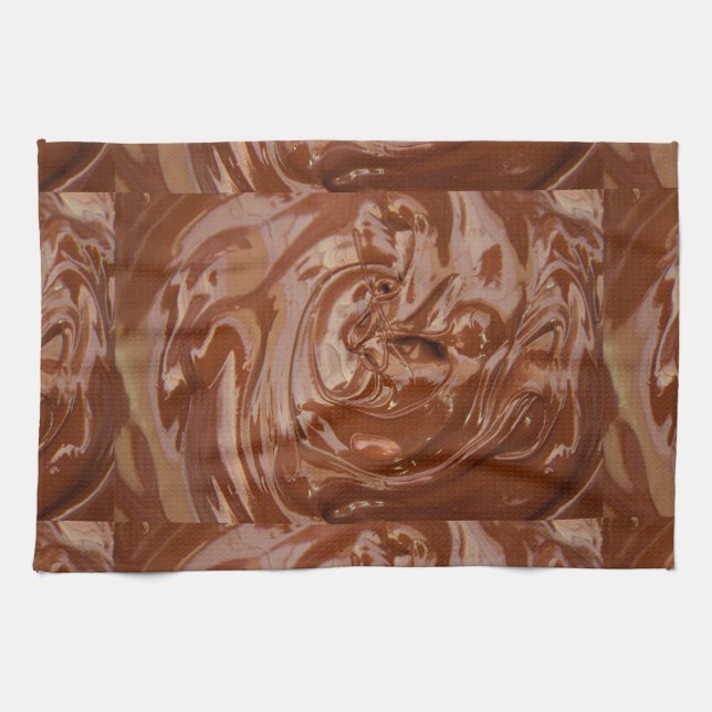 Melted chocolate cocoa pan of fudge dessert bars tea towel (Horizontal)