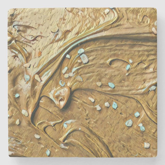 Melted chocolate ice cream cake sprinkles stone coaster (Front)